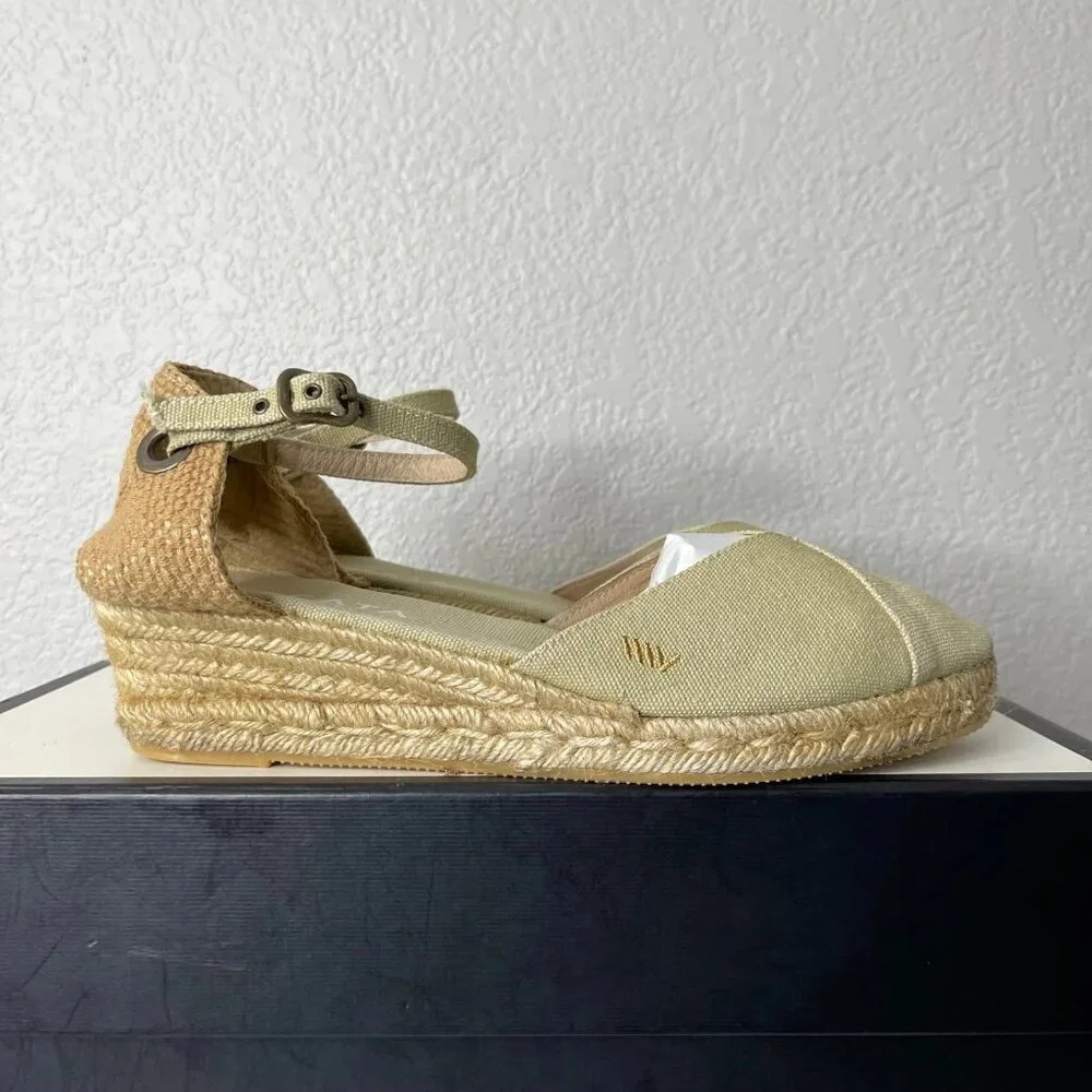 Viscata Formiga Beige Canvas Espadrille Wedge Sandal Slingback Women 41 EU/10 US